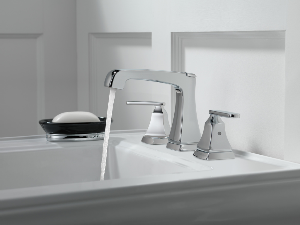 Delta Ashlyn®: Two Handle Widespread Bathroom Faucet With Ez Anchor® - Two Handle Lever - Chrome
