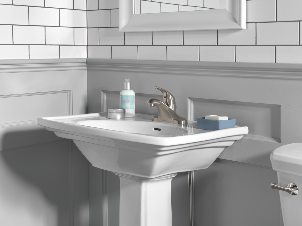 Delta Foundations®: Single Handle Centerset Bathroom Faucet - Single Handle Lever - Stainless