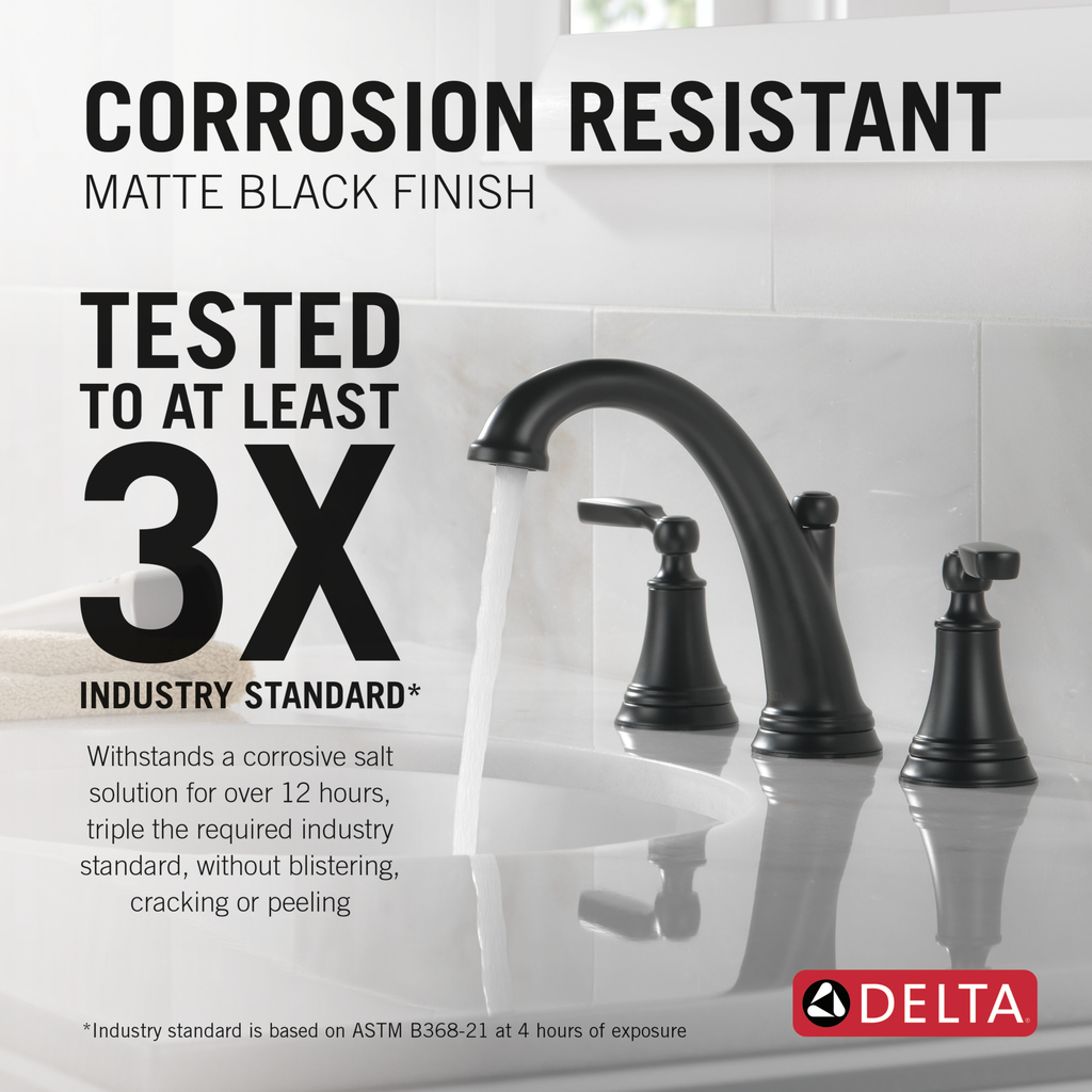 Delta Woodhurst™: Two Handle Widespread Bathroom Faucet - Two Handle Lever - Matte Black