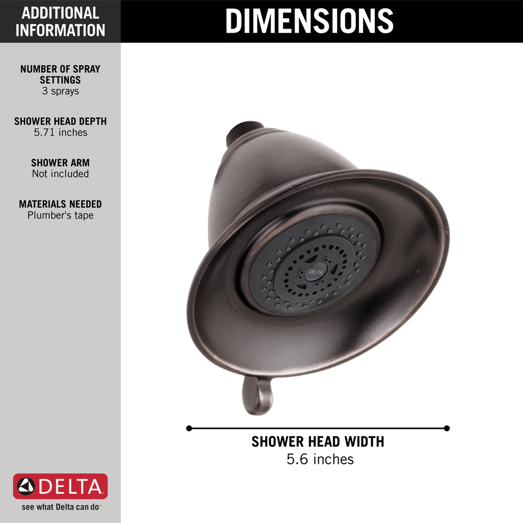 Delta Universal Showering Components: Premium 3-Setting Shower Head - Venetian Bronze