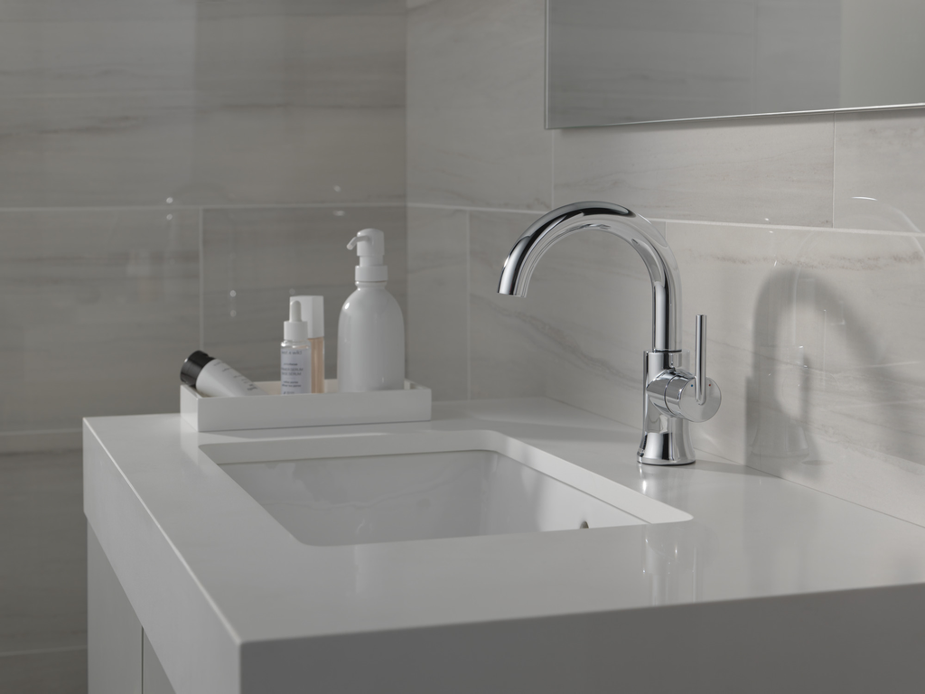 Delta Trinsic®: Single Handle High-Arc Bathroom Faucet - Single Handle Lever - Chrome
