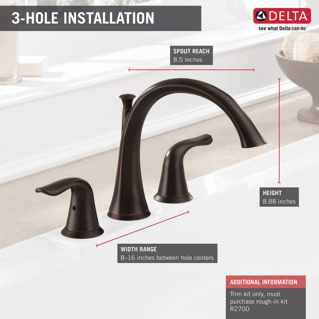 Delta Lahara®: Roman Tub Trim - Two Handle Lever - Venetian Bronze