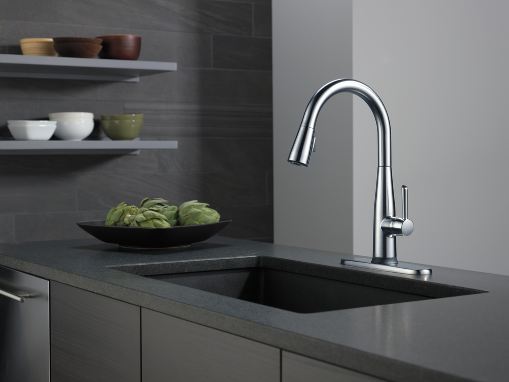 Delta Essa®: Single Handle Pull-Down Kitchen Faucet With Touch2O® Technology - Single Handle Lever - Arctic Stainless