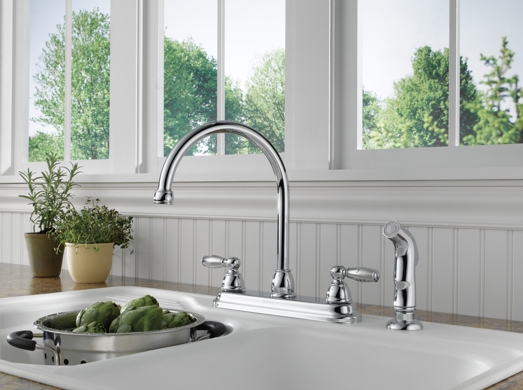 Peerless Claymore™: Two Handle Kitchen Faucet - Two Handle Lever - Chrome