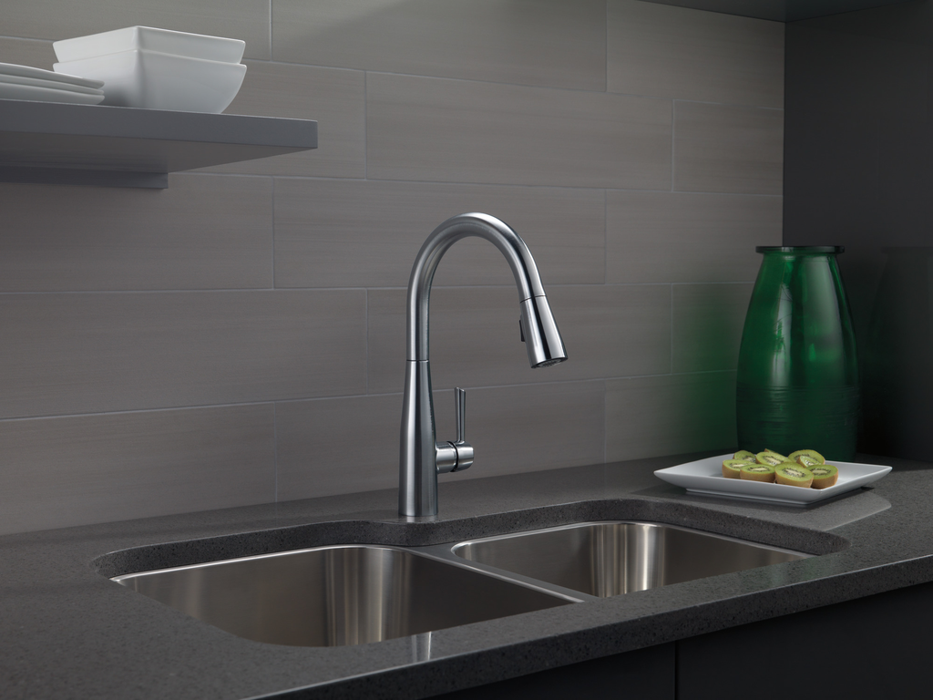 Delta Essa®: Single Handle Pull-Down Kitchen Faucet - Single Handle Lever - Arctic Stainless