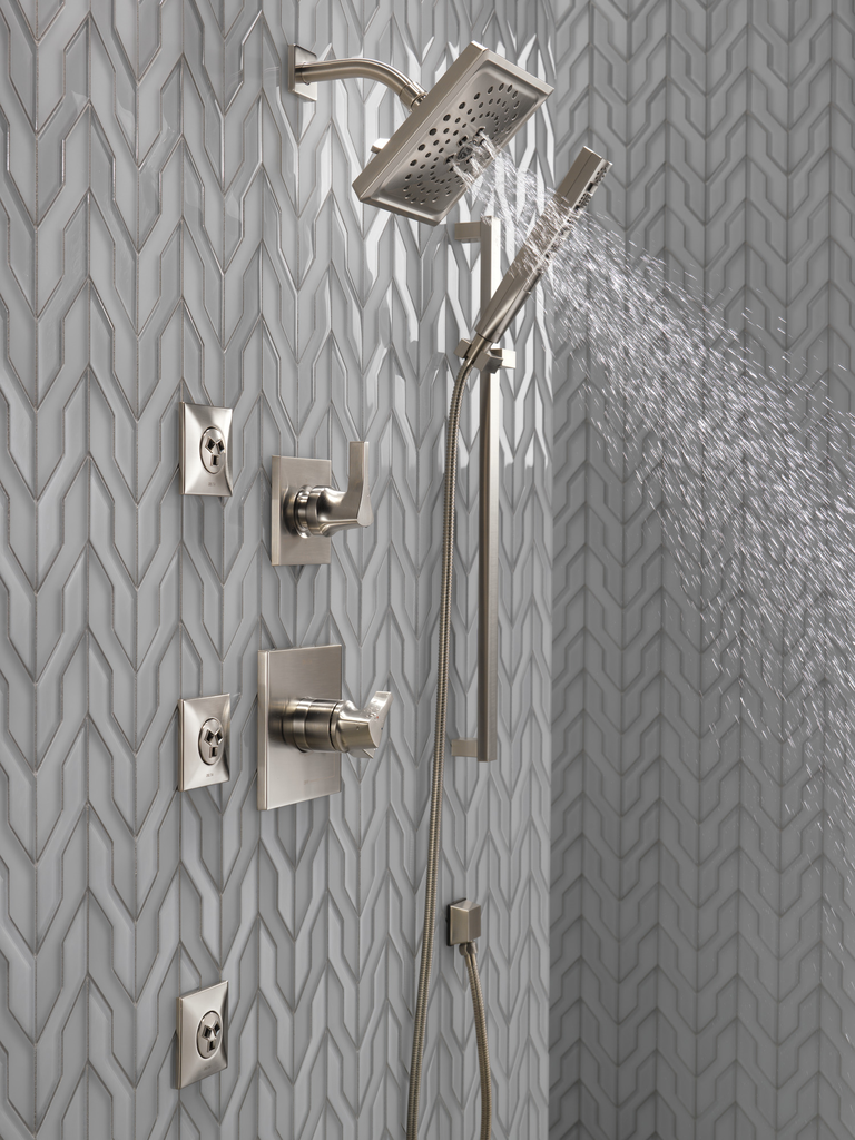 Delta Universal Showering Components: Square Wall Elbow For Hand Shower - Stainless