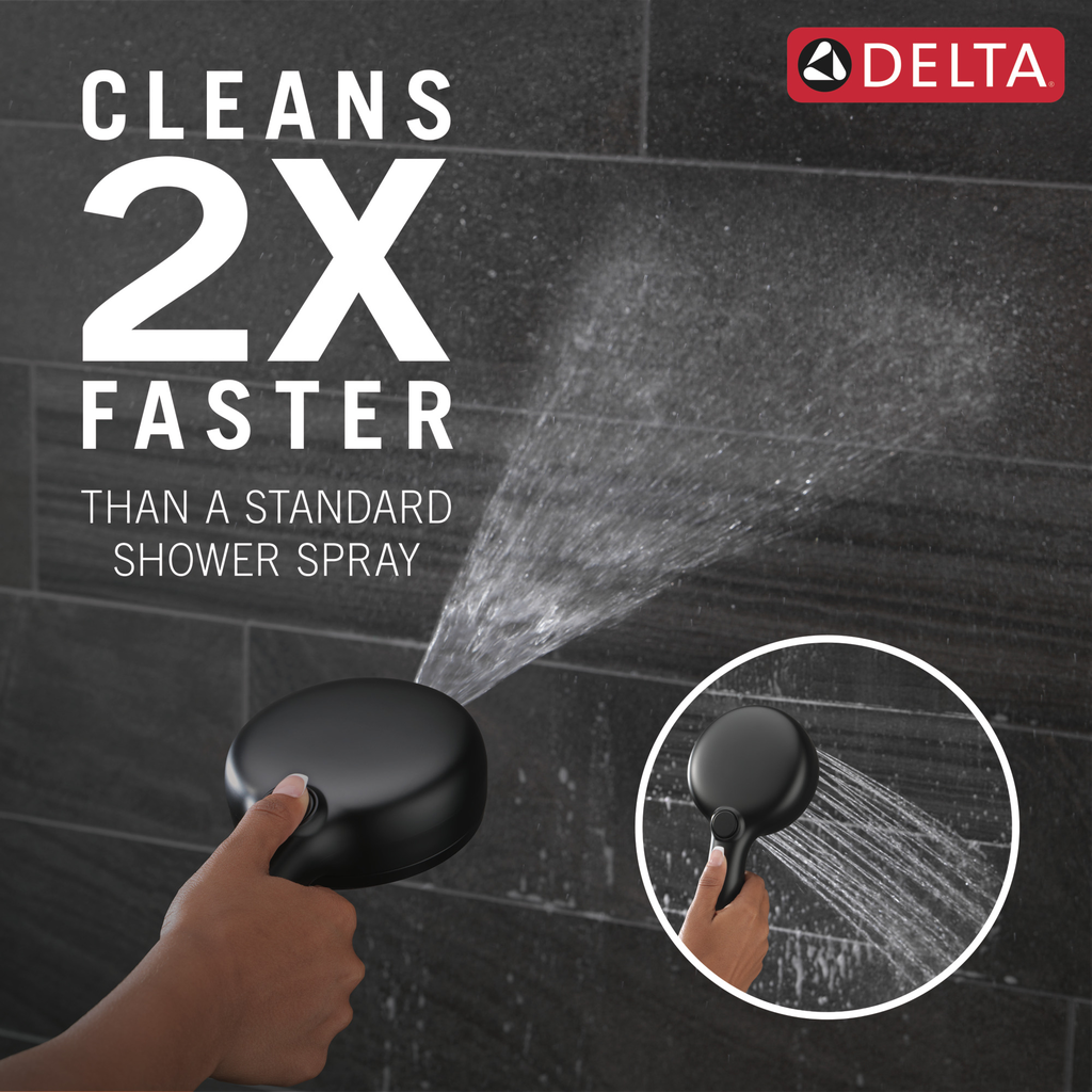 Delta Universal Showering Components: 7-Setting Slide Bar Hand Shower With Cleaning Spray - Matte Black
