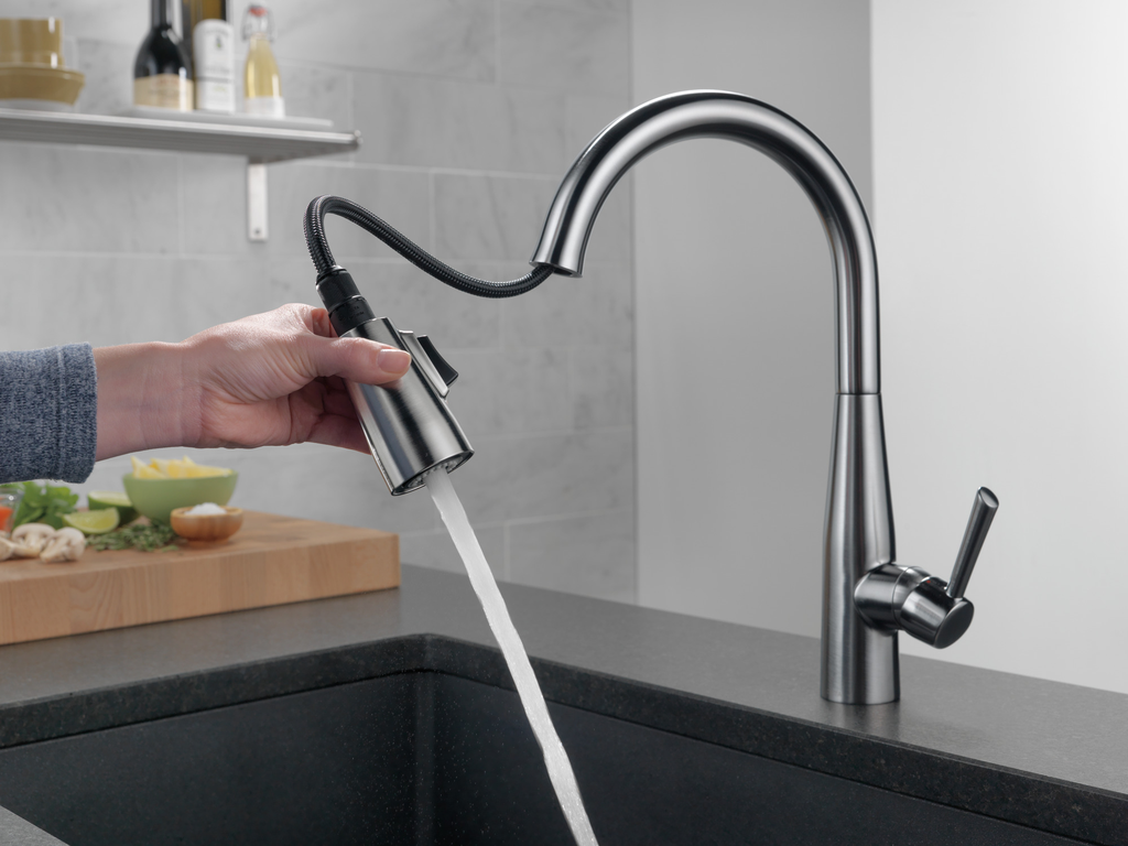 Delta Essa®: Single Handle Pull-Down Kitchen Faucet - Single Handle Lever - Arctic Stainless