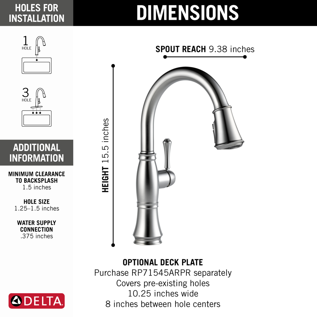 Delta Cassidy®: Single Handle Pull-Down Kitchen Faucet - Single Handle Lever - Lumicoat® Arctic Stainless