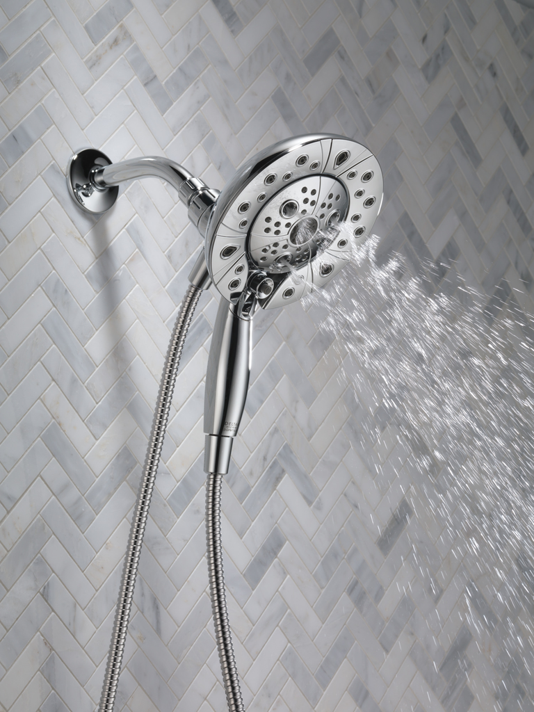 Delta Universal Showering Components: H2Okinetic® In2Ition® 5-Setting Two-In-One Shower - Chrome