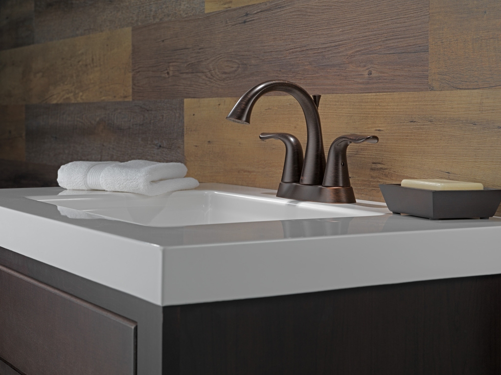 Delta Lahara®: Two Handle Centerset Bathroom Faucet - Two Handle Lever - Venetian Bronze