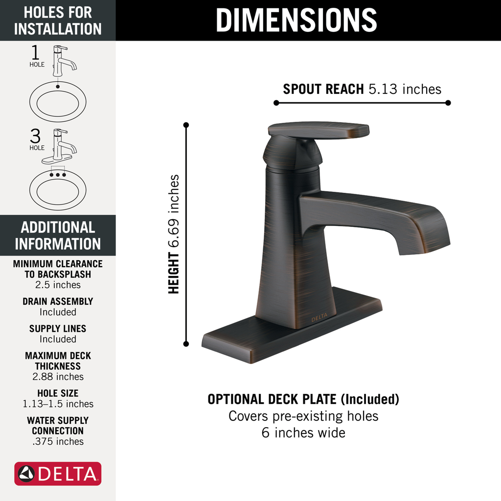 Delta Ashlyn®: Single Handle Bathroom Faucet - Single Handle Lever - Venetian Bronze