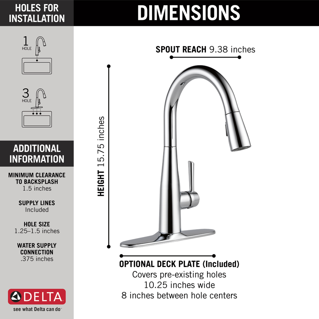 Delta Essa®: Single Handle Pull-Down Kitchen Faucet - Single Handle Lever - Chrome