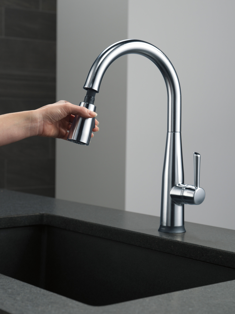 Delta Essa®: Single Handle Pull-Down Kitchen Faucet With Touch2O® Technology - Single Handle Lever - Arctic Stainless