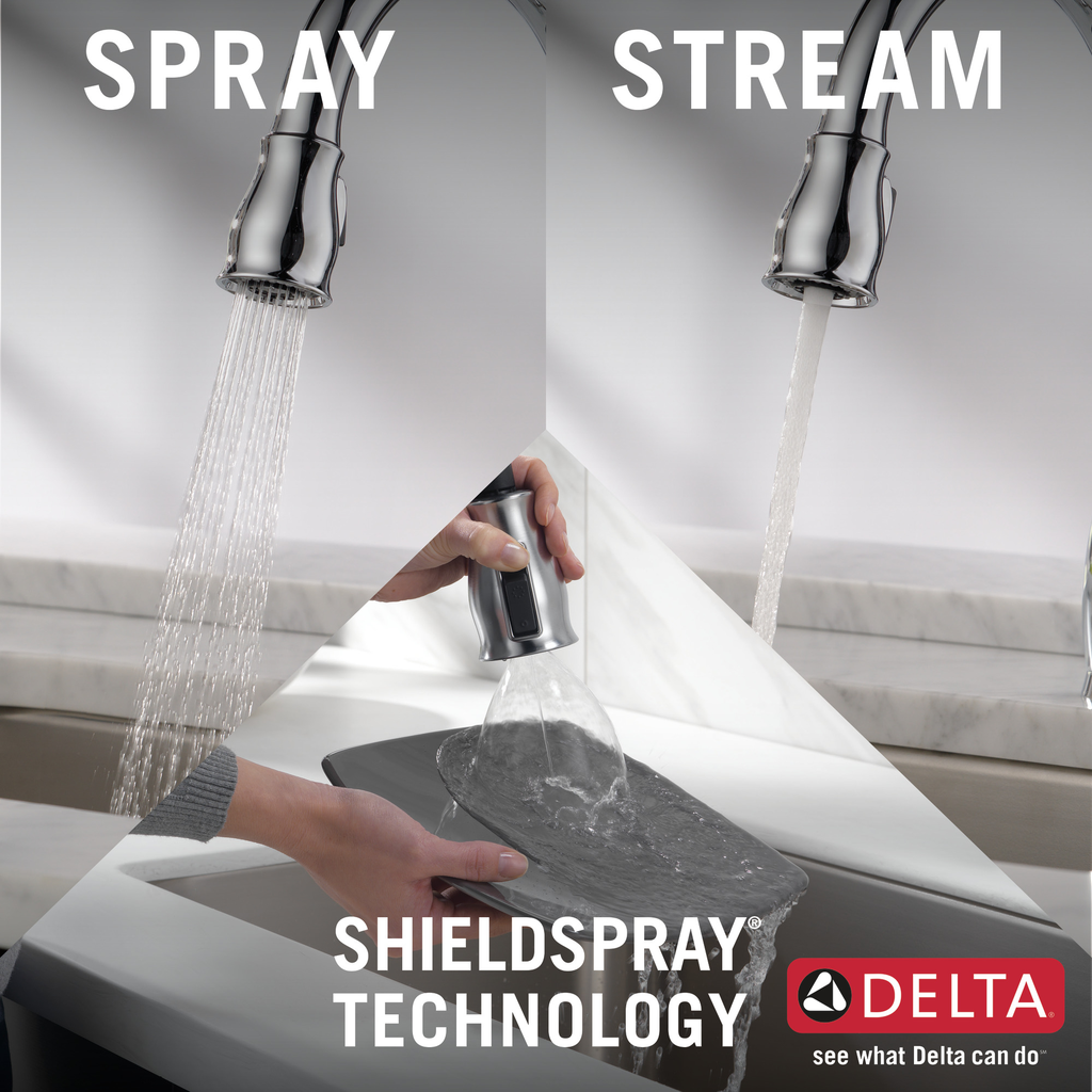 Delta Leland®: Single Handle Pull-Down Kitchen Faucet With Shieldspray® Technology - Single Handle Lever - Chrome