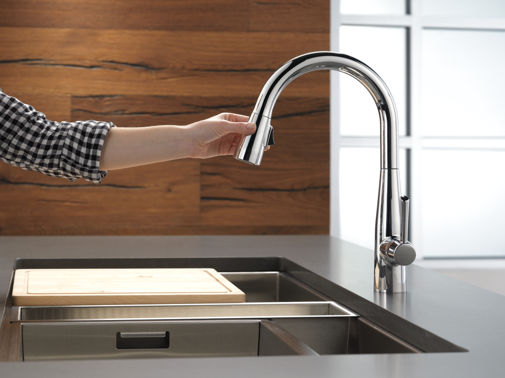 Delta Essa®: Single Handle Pull-Down Kitchen Faucet - Single Handle Lever - Chrome