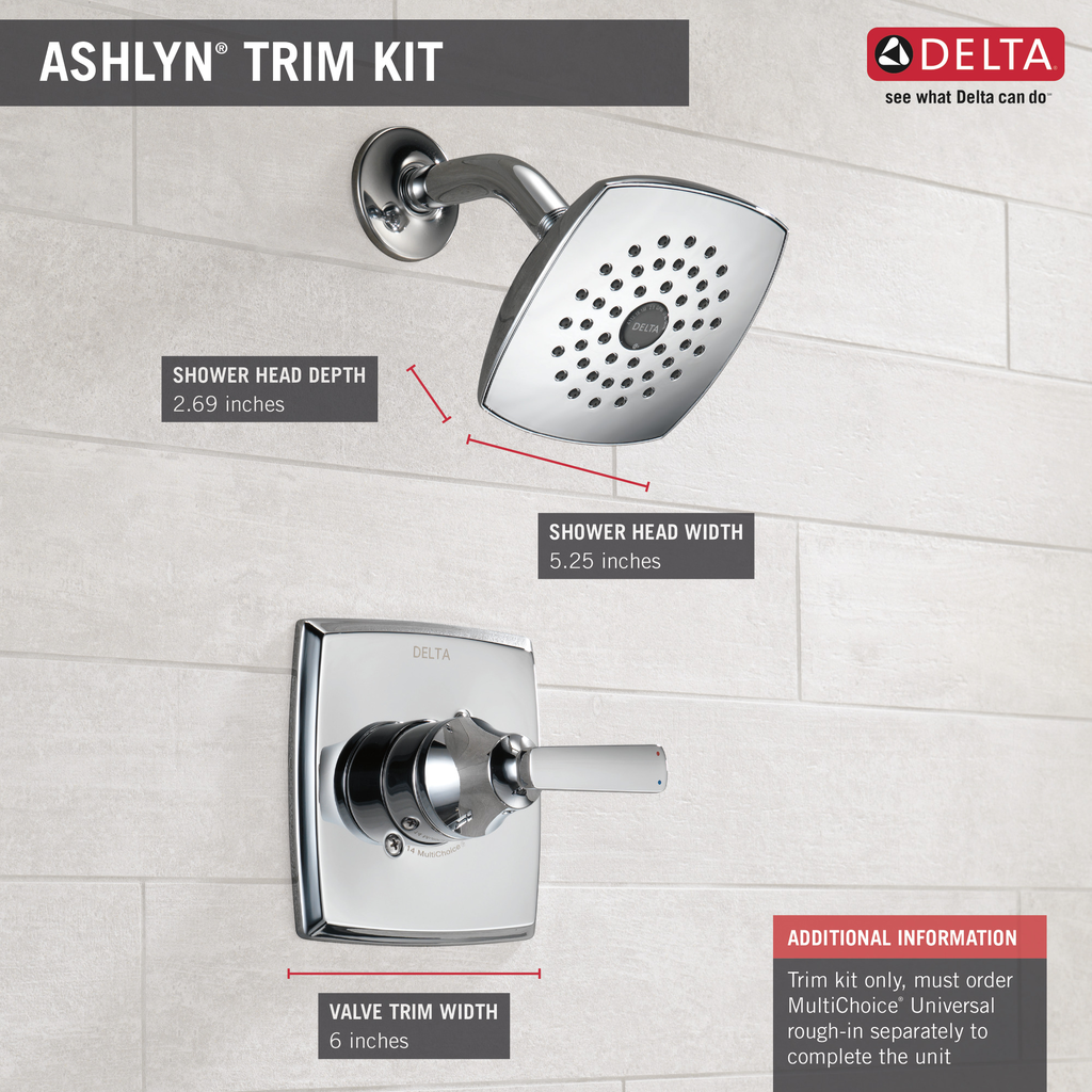 Delta Ashlyn®: Monitor® 14 Series Shower Trim - Single Handle Lever - Chrome
