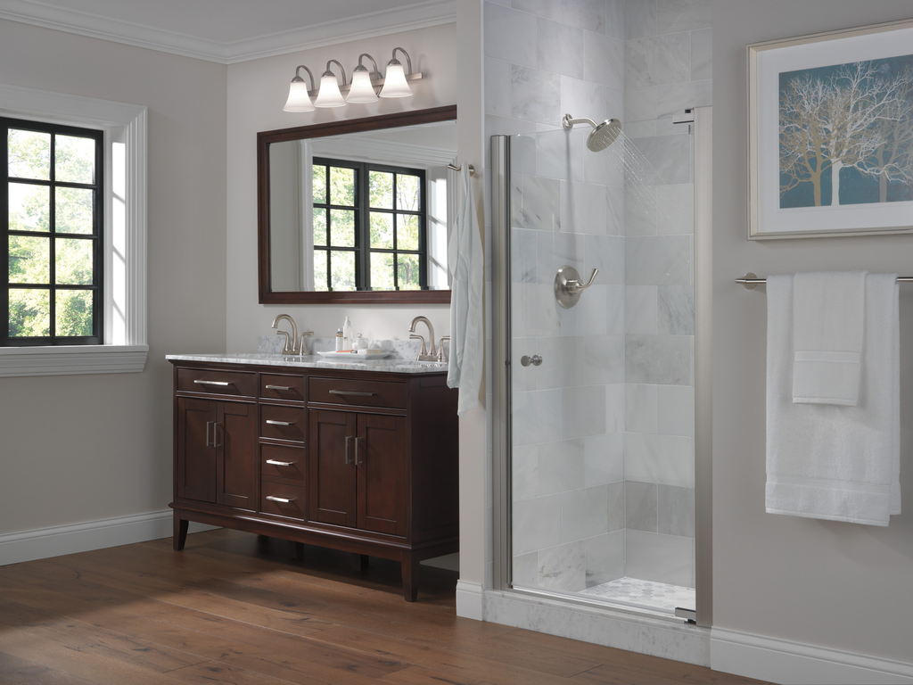 Delta Kayra®: Two Handle Centerset Bathroom Faucet - Two Handle Lever - Stainless