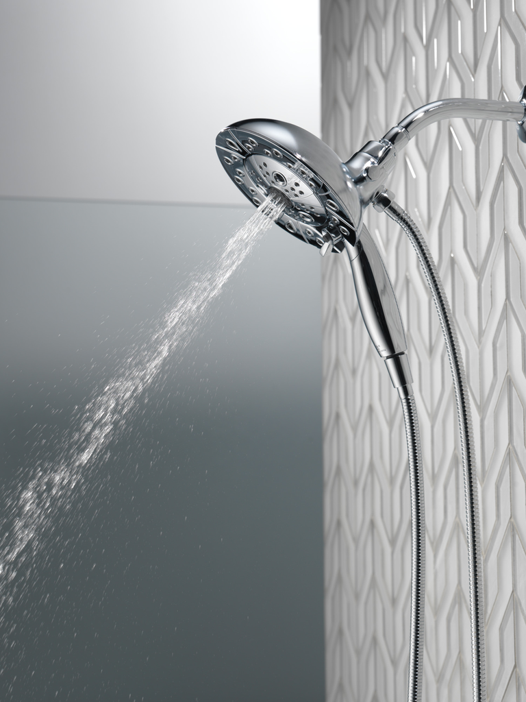 Delta Universal Showering Components: H2Okinetic® In2Ition® 5-Setting Two-In-One Shower - Chrome