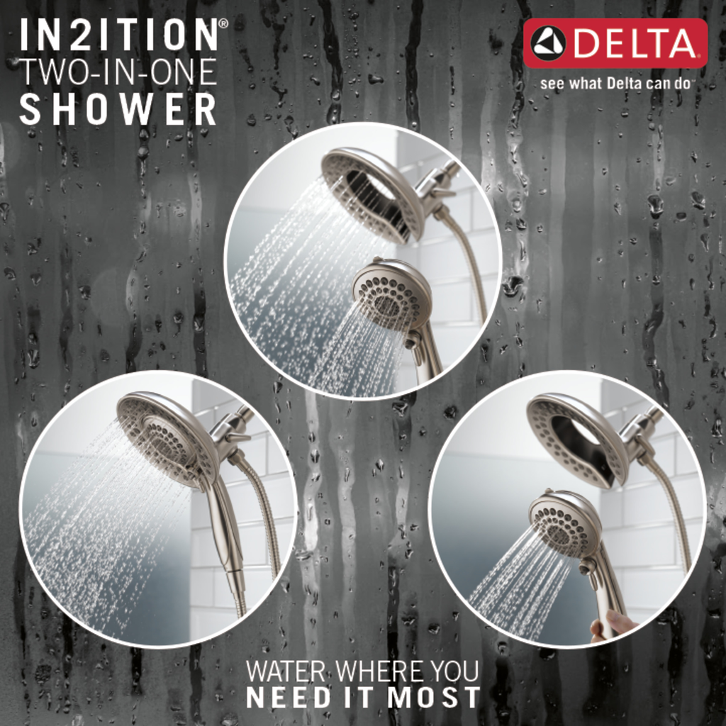 Delta Universal Showering Components: In2Ition® 5-Setting Two-In-One Shower - Stainless