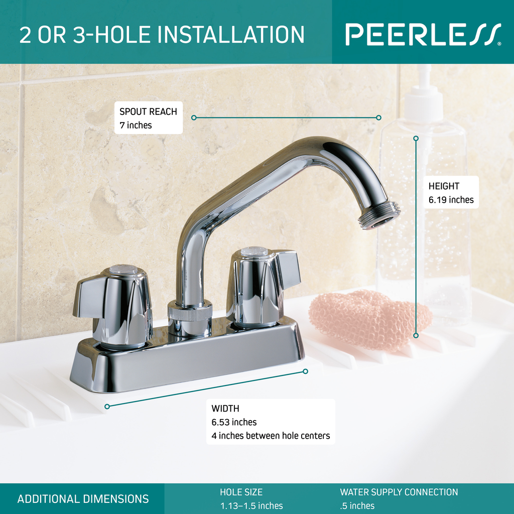 Peerless Core: Two Handle Laundry Faucet - Two Handle Blade - Chrome
