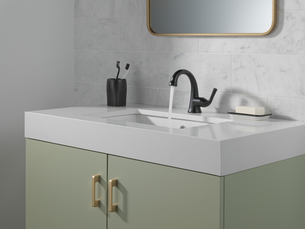 Delta Kayra®: Single Handle Bathroom Faucet - Single Handle Lever - Matte Black