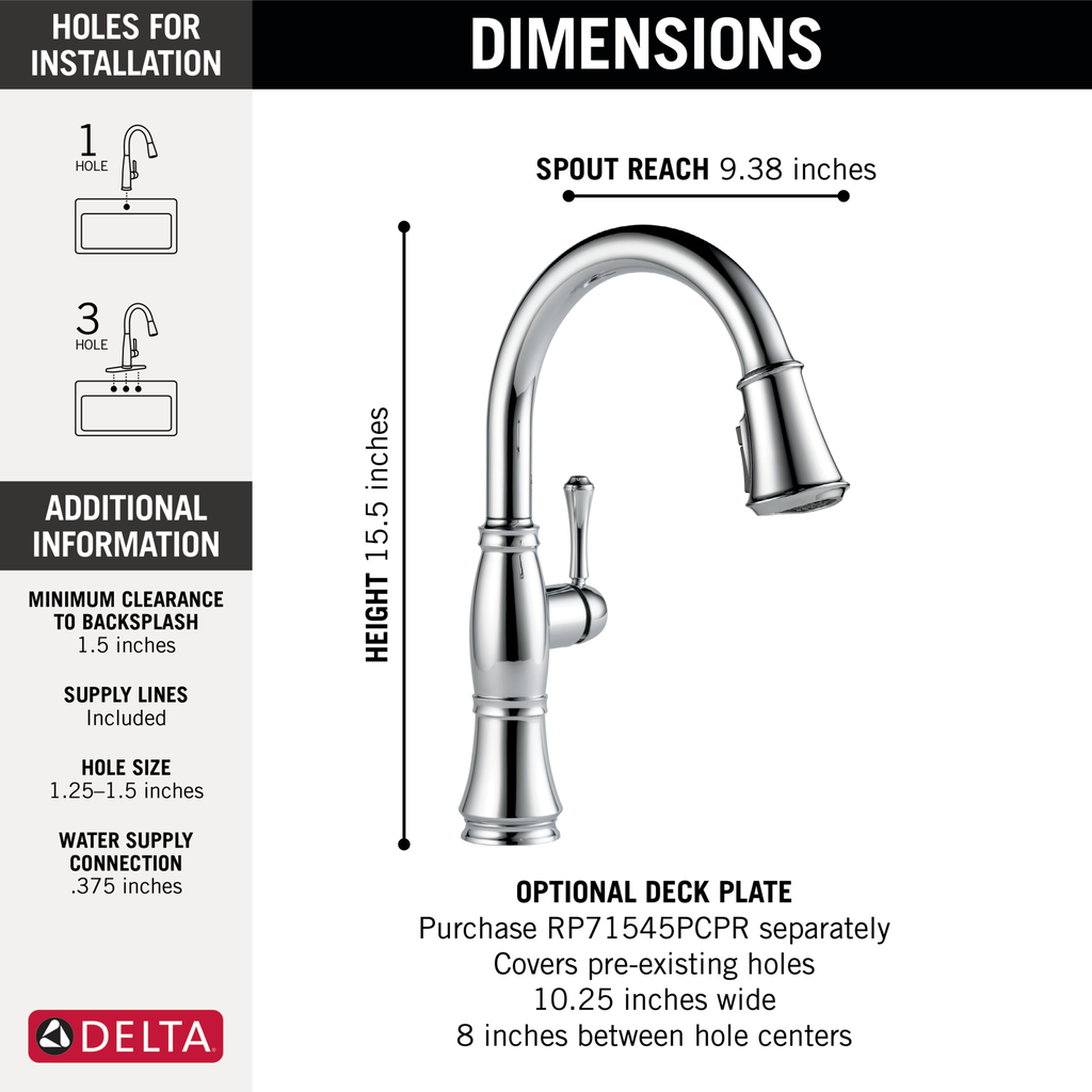 Delta Cassidy®: Single Handle Pull-Down Kitchen Faucet - Single Handle Lever - Lumicoat® Chrome