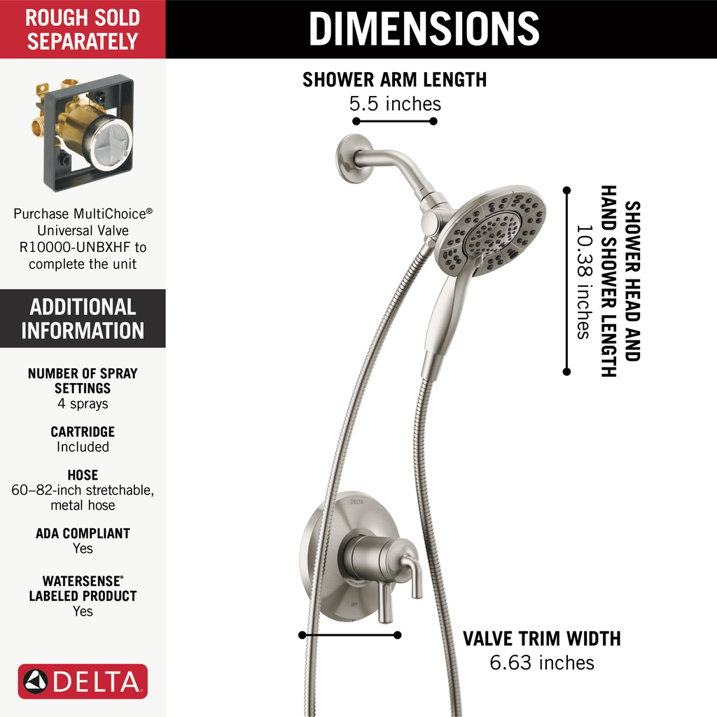 Delta Kayra®: Monitor 17 Series Shower Trim - Single Handle Lever - Stainless