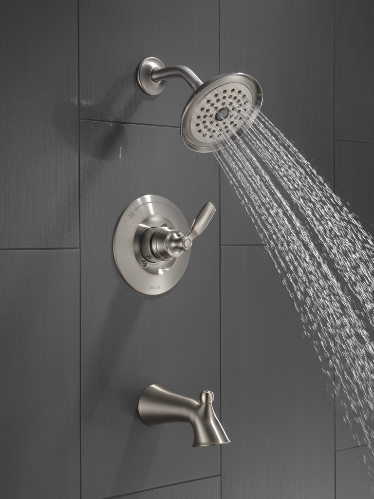 Delta Woodhurst™: Tub/Shower Trim - Single Handle Lever - Stainless