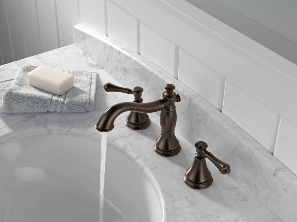 Delta Cassidy®: Two Handle Widespread Bathroom Faucet - Two Handle Lever - Venetian Bronze