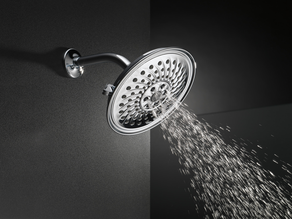 Delta Universal Showering Components: H2Okinetic® 3-Setting Raincan Shower Head - Chrome