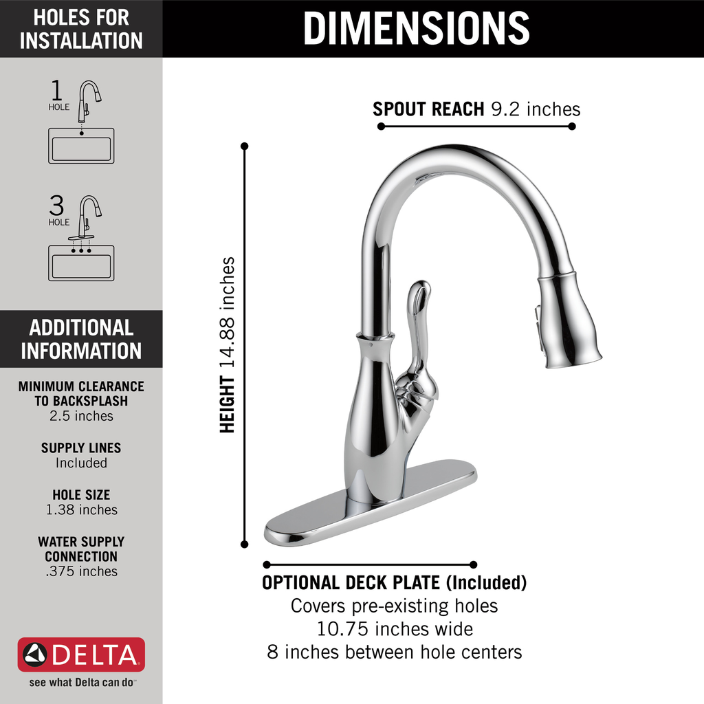 Delta Leland®: Single Handle Pull-Down Kitchen Faucet With Shieldspray® Technology - Single Handle Lever - Chrome