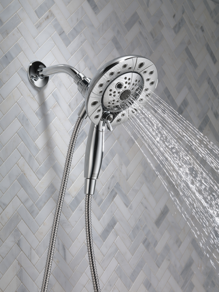 Delta Universal Showering Components: H2Okinetic® In2Ition® 5-Setting Two-In-One Shower - Chrome