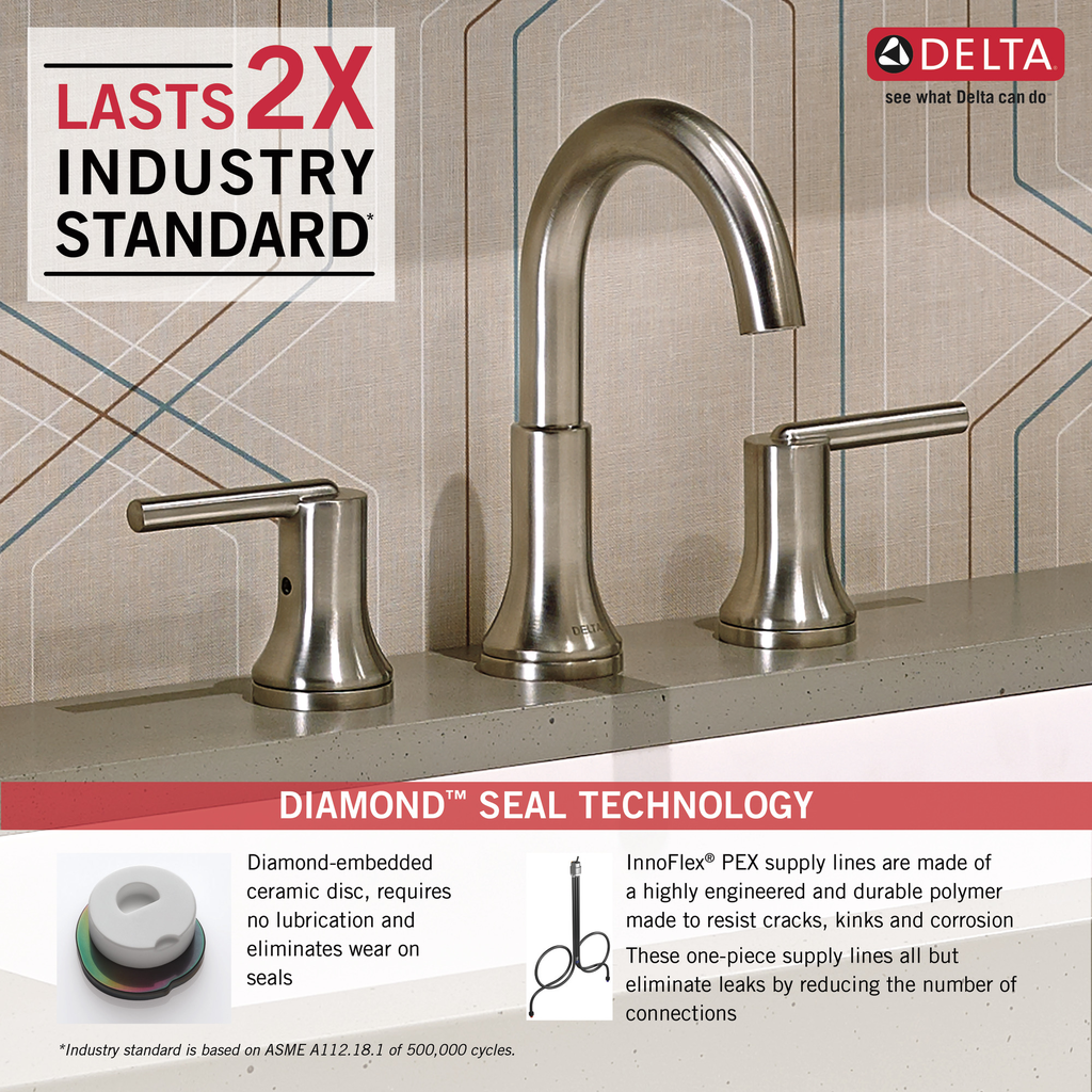Delta Trinsic®: Two Handle Widespread Bathroom Faucet - Two Handle Lever - Stainless