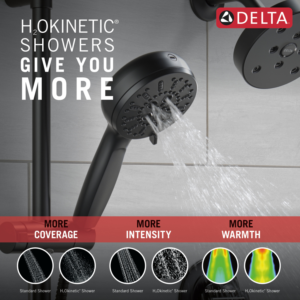 Delta Universal Showering Components: 7-Setting Slide Bar Hand Shower With Cleaning Spray - Matte Black