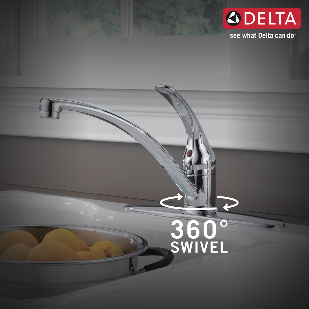 Delta Foundations®: Single Handle Kitchen Faucet With Spray - Single Handle Lever - Chrome