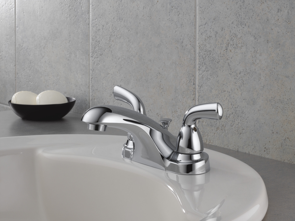 Delta Foundations®: Two Handle Centerset Bathroom Faucet - Two Handle Lever - Chrome