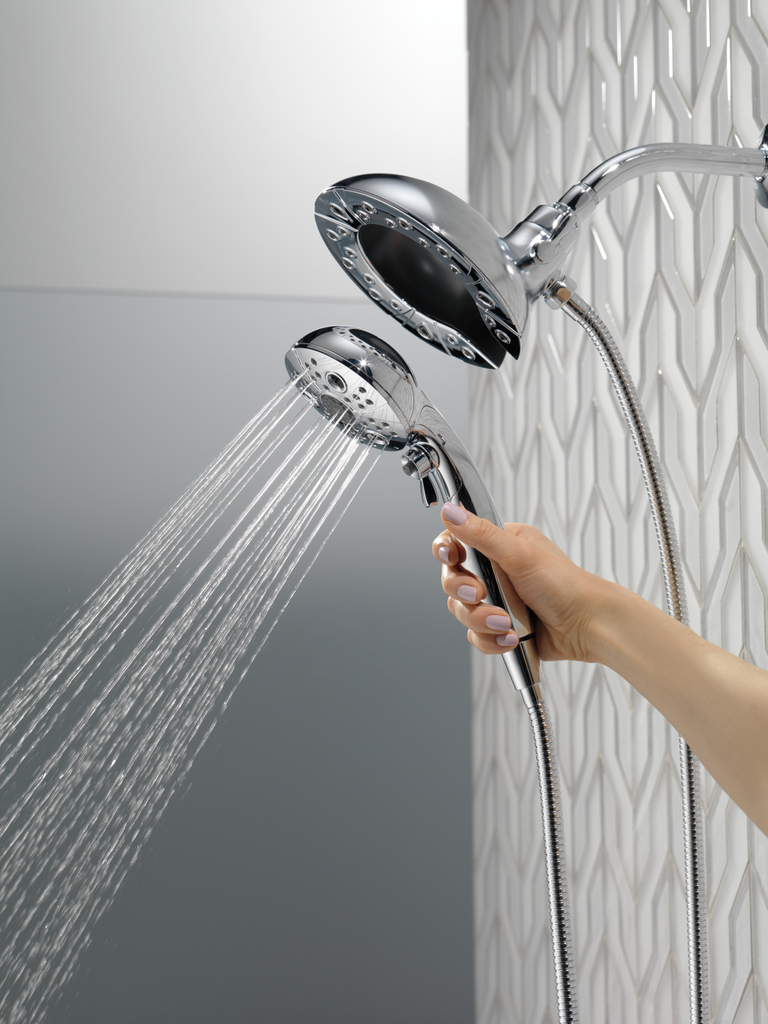 Delta Universal Showering Components: H2Okinetic® In2Ition® 5-Setting Two-In-One Shower - Chrome