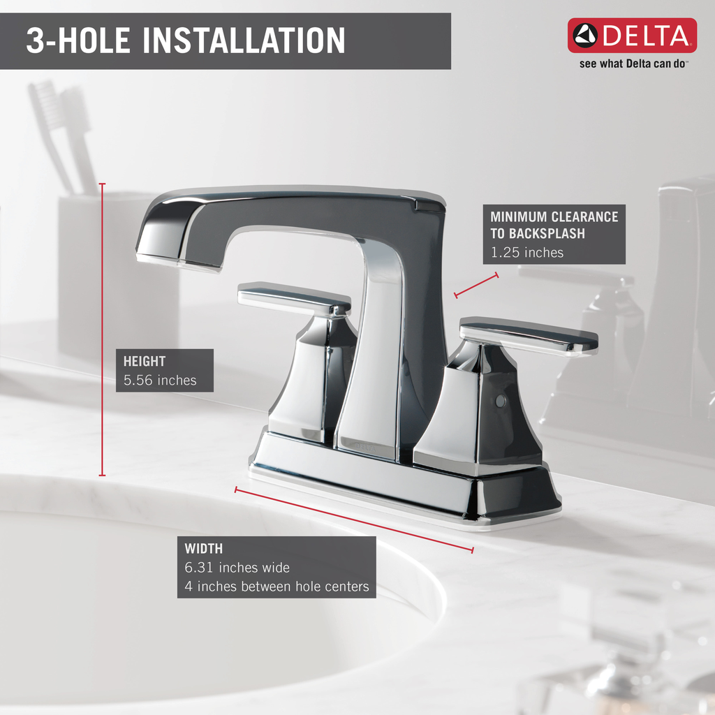 Delta Ashlyn®: Two Handle Centerset Bathroom Faucet - Two Handle Lever - Chrome