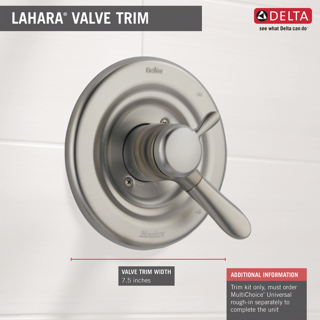 Delta Lahara®: Monitor® 17 Series Valve Only Trim - Single Handle Lever - Stainless