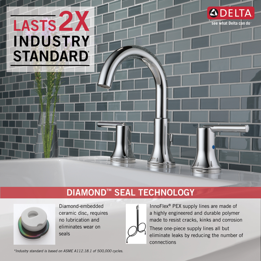 Delta Trinsic®: Two Handle Widespread Bathroom Faucet - Two Handle Lever - Chrome