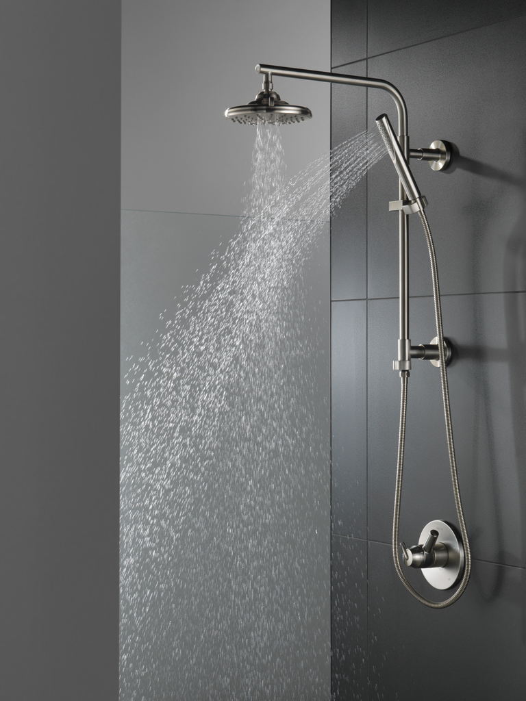 Delta Universal Showering Components: H2Okinetic® 3-Setting Raincan Shower Head - Lumicoat® Stainless
