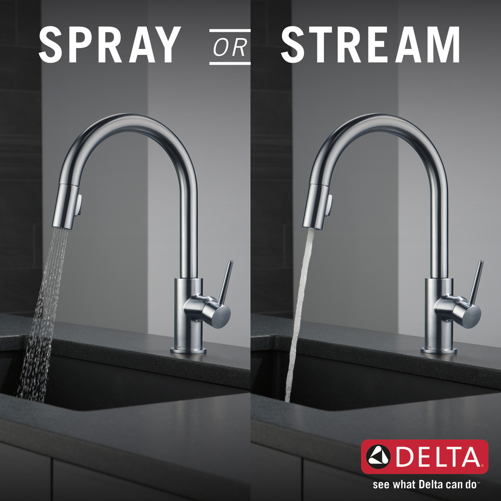 Delta Trinsic®: Single Handle Pull-Down Kitchen Faucet - Single Handle Lever - Arctic Stainless