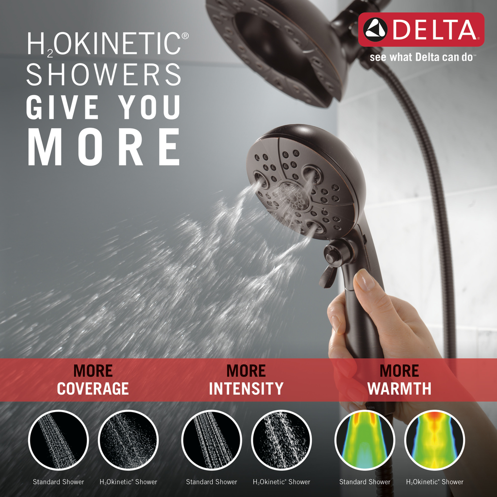Delta Universal Showering Components: H2Okinetic® In2Ition® 5-Setting Two-In-One Shower - Venetian Bronze