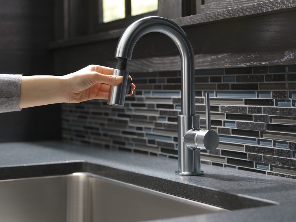 Delta Trinsic®: Single Handle Pull-Down Bar / Prep Faucet - Single Handle Lever - Arctic Stainless