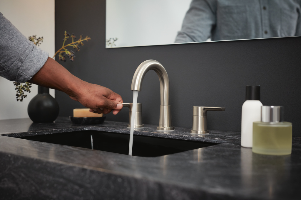 Peerless Flute™: Two Handle Widespread Lavatory Faucet - Two Handle Lever - Brushed Nickel