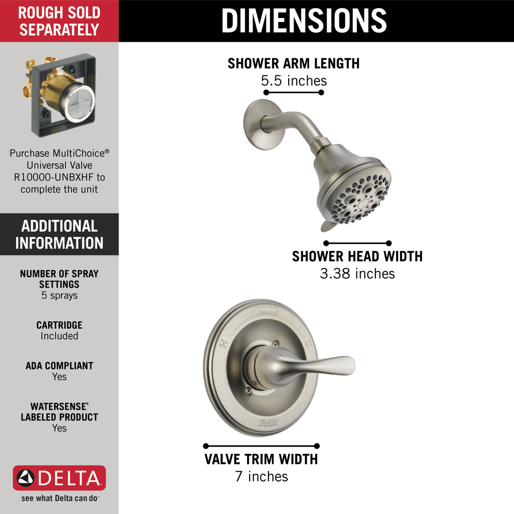 Delta Classic: Monitor® 13 Series Shower Trim - Single Handle Lever - Stainless