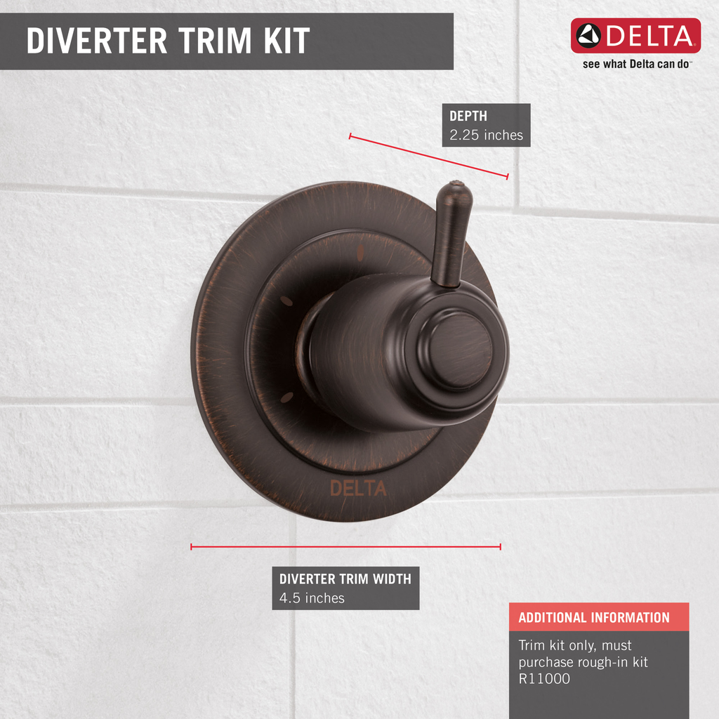 Delta Other: 3-Setting 2-Port Diverter Trim - Single Handle Lever - Venetian Bronze