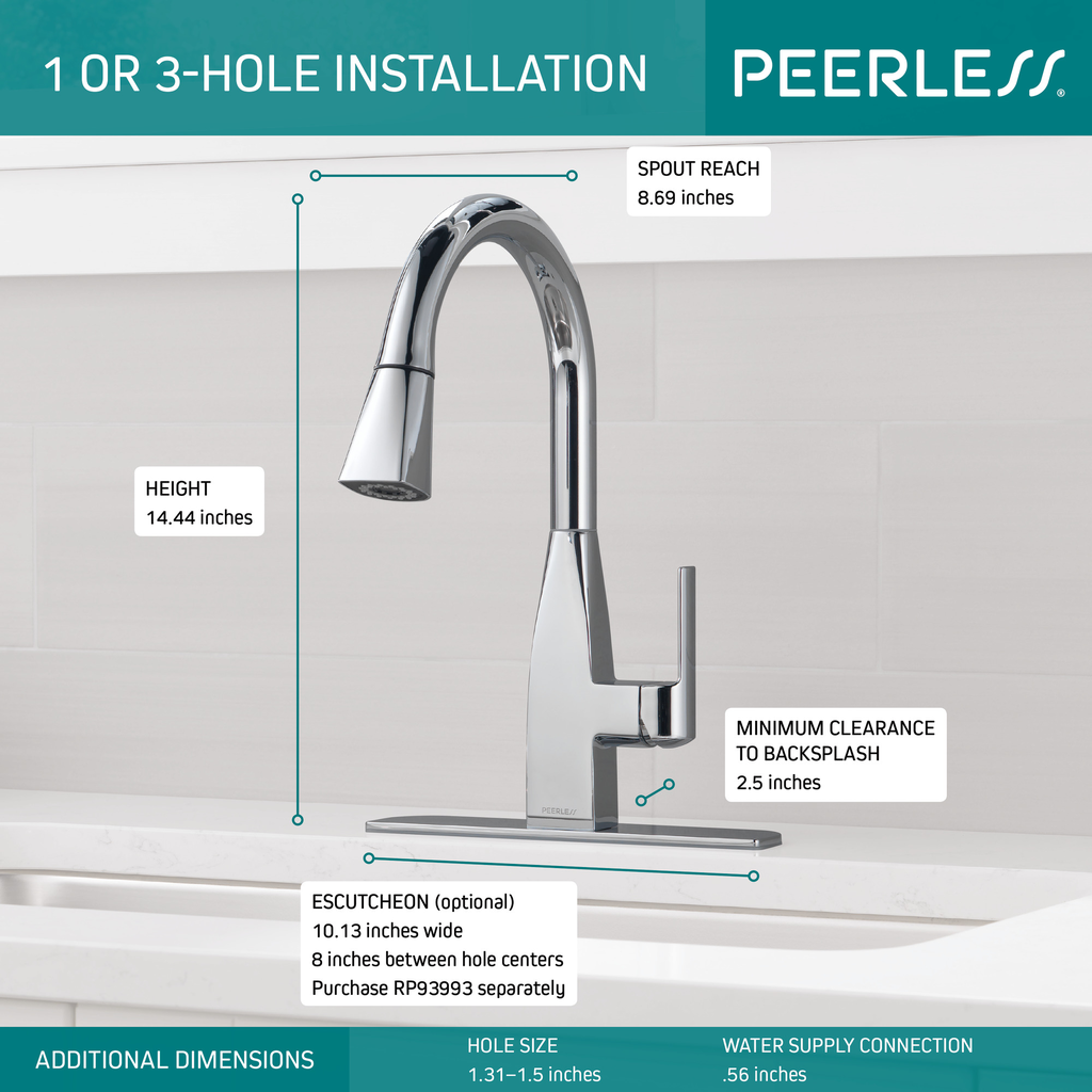 Peerless Xander®: Single Handle Pulldown Kitchen - Single Handle Lever - Chrome