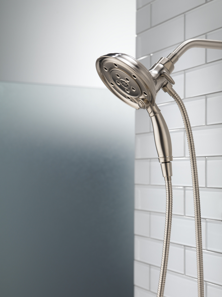 Delta Universal Showering Components: H2Okinetic® In2Ition® 4-Setting Two-In-One Shower - Stainless